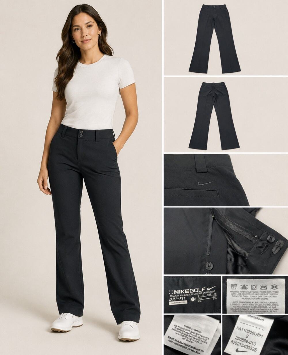 Sporty Nike Golf Dri-Fit Women's Bootcut Pants Size 2 Black Stretch Performance